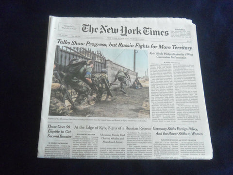 2022 MARCH 30 NEW YORK TIMES - TALKS SHOW PROGRESS, RUSSIA FIGHTS FOR TERRITORY