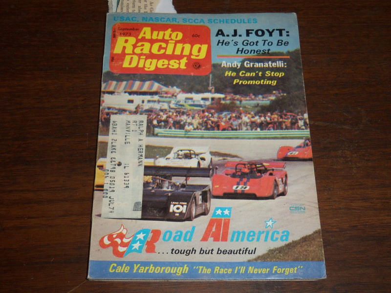 1973 SEPTEMBER AUTO RACING DIGEST MAGAZINE ISSUE NO. 2 - A. J. FOYT - K 1152