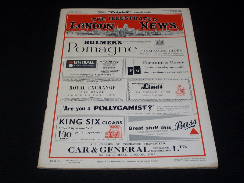 1955 MAY 21 ILLUSTRATED LONDON NEWS MAGAZINE NICE COVERS & ADS - E 4256