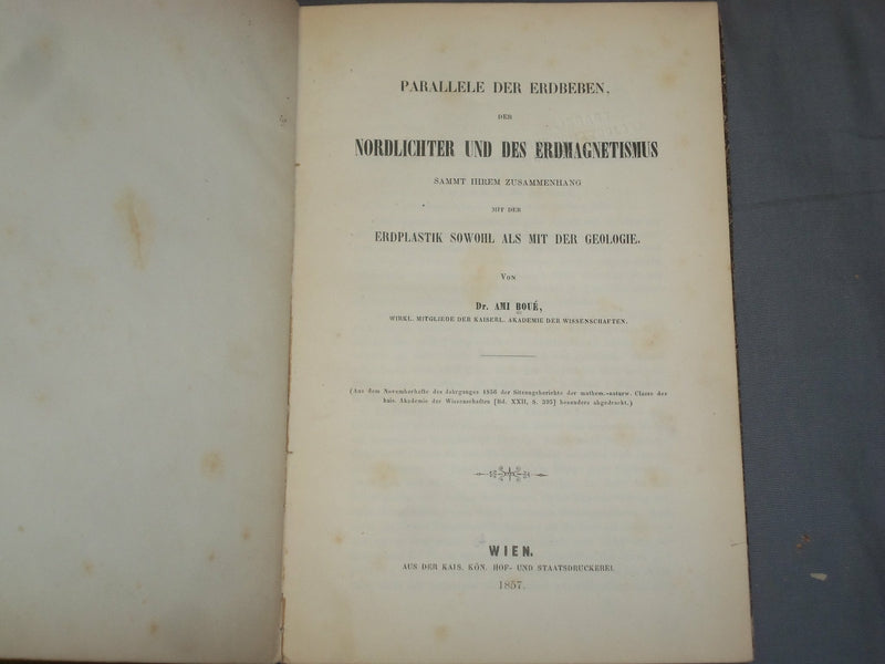 1857 PARALLELE DER ERDBEBEN DER NORDLICHTER UND DES ERDMAGNETISMUS - J 4874