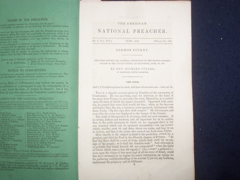 1842 THE AMERICAN NATIONAL PREACHER MONTHLY MAGAZINE - LOT OF 4 - J 9756