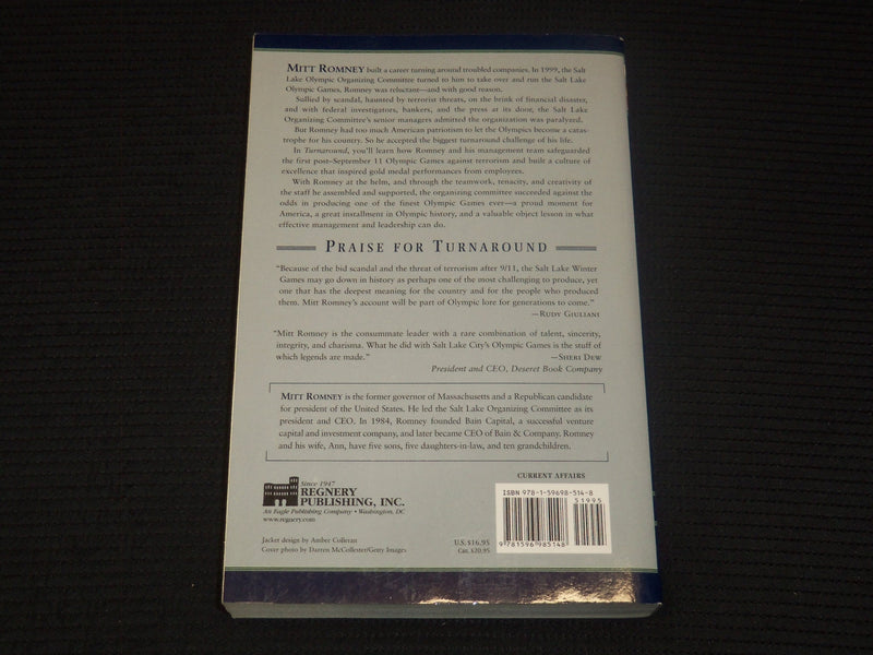 2004 TURNAROUND SOFTCOVER BOOK SIGNED BY MITT ROMNEY - KD 2771H
