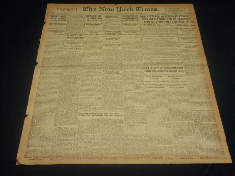1917 JUNE 18 NEW YORK TIMES - GERMANY SCHEMING FOR AN ARMISTICE - NT 7811