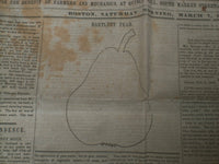 1846 MARCH 7 MASSACHUSETTS PLOUGHMAN NEWSPAPER - BARTLETT PEAR - NP 5120