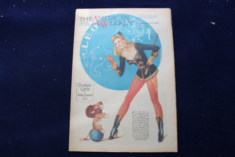1944 AUGUST 13 AMERICAN WEEKLY MAGAZINE - ZODIAC GIRLS - LEO COVER - E 22694