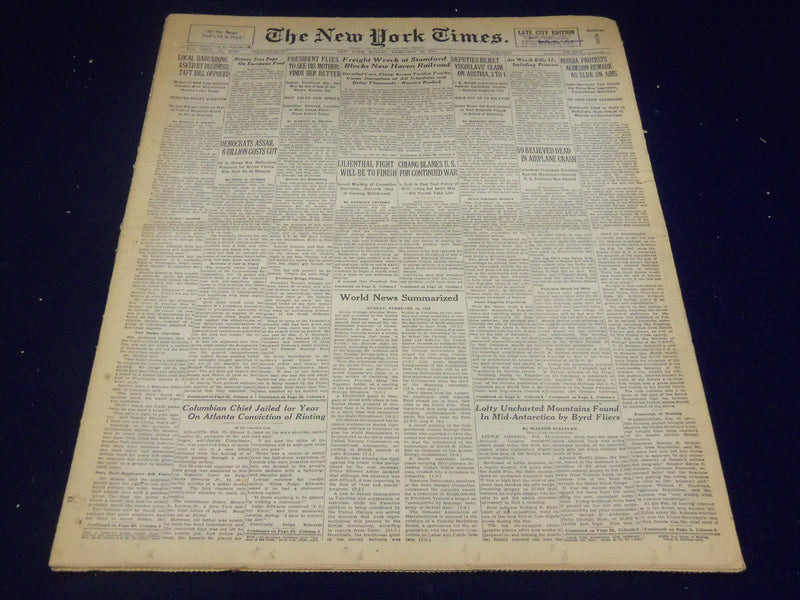 1947 FEBRUARY 16 NEW YORK TIMES - NEW HAVEN RAILROAD BLOCKED - NT 3503