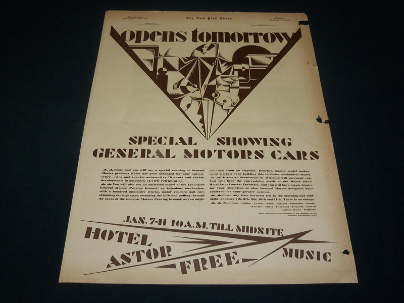 1929 JANUARY 6 NEW YORK TIMES ROTO PICTURE SECTION - AUTO SHOW - NT 9393