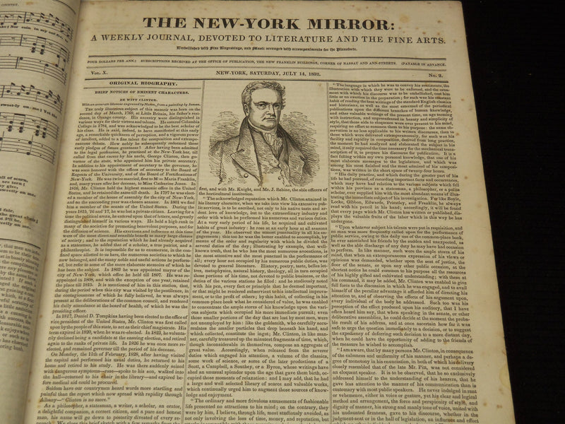 1832-1833 NEW YORK MIRROR AND LADIES GAZETTE BOUND VOLUME - ENGRAVINGS - R 89L