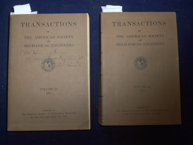 1921-22 TRANSACTIONS OF AMERICAN SOCIETY OF ENGINEERS SOFTCOVER -2 VOLS- KD 9110