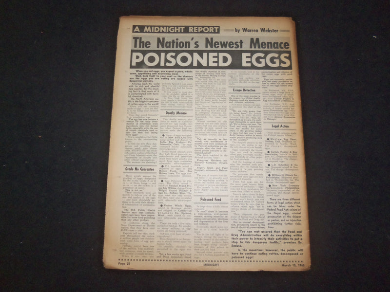 1965 MARCH 15 MIDNIGHT NEWSPAPER - I'LL DO ANYTHING TO BE A STAR - NP 7339