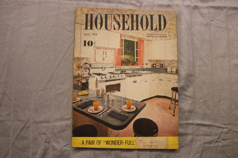 1954 APRIL HOUSEHOLD MAGAZINE - WONDERFUL KITCHEN COVER - B 1113D