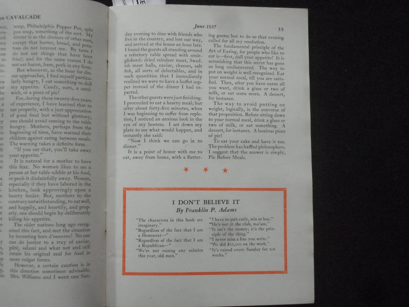 1937 JUNE AMERICAN CAVALCADE MAGAZINE - STORY BY ALICE DUER MILLER - J 9979