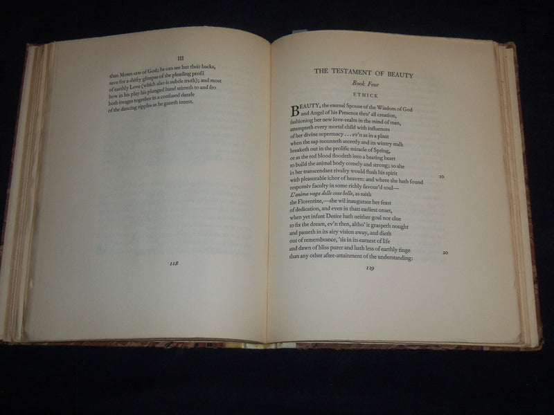 1930 THE TESTAMENT OF BEAUTY A POEM IN FOUR BOOKS BY ROBERT BRIDGES - KD 5294B