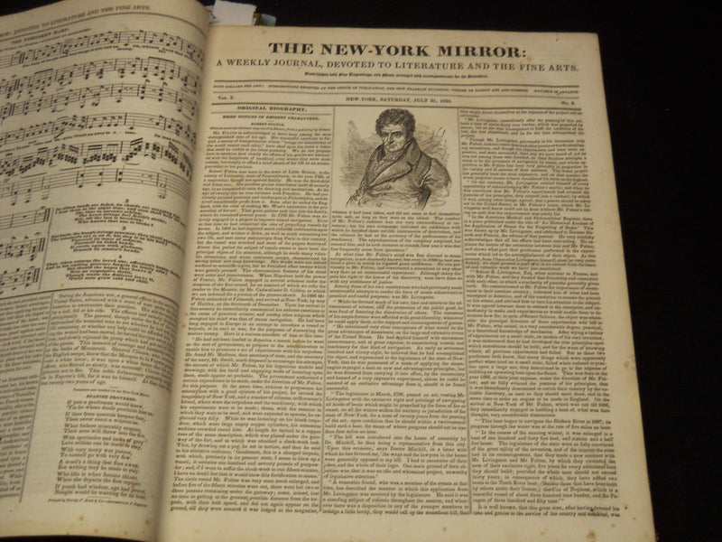 1832-1833 NEW YORK MIRROR AND LADIES GAZETTE BOUND VOLUME - ENGRAVINGS - R 89L