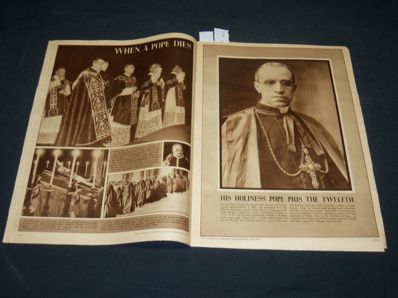 1939 MARCH 12 SAN FRANCISCO CHRONICLE COLORGRAVURE SECTION - NEW POPE - NP 5091