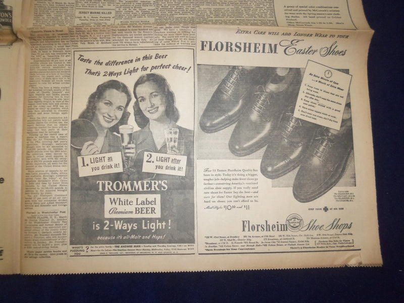 1945 MARCH 30 NEW YORK TIMES - 1ST ARMY RACES 55 MILES TO CUT OFF RUHR - NP 6681