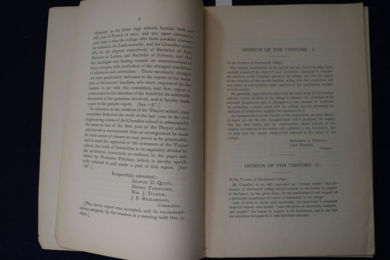 1893 DARTMOUTH COLLEGE - RELATION OF COLLEGE AND SCHOOLS - SOFTCOVER - K 1402