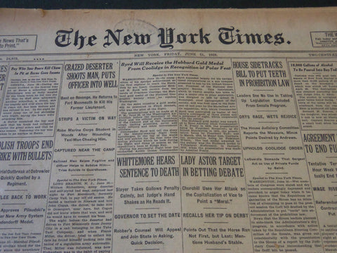 1926 JUNE 11 NEW YORK TIMES - BYRD WILL RECEIVE HUBBARD GOLD MEDAL - NT 5560