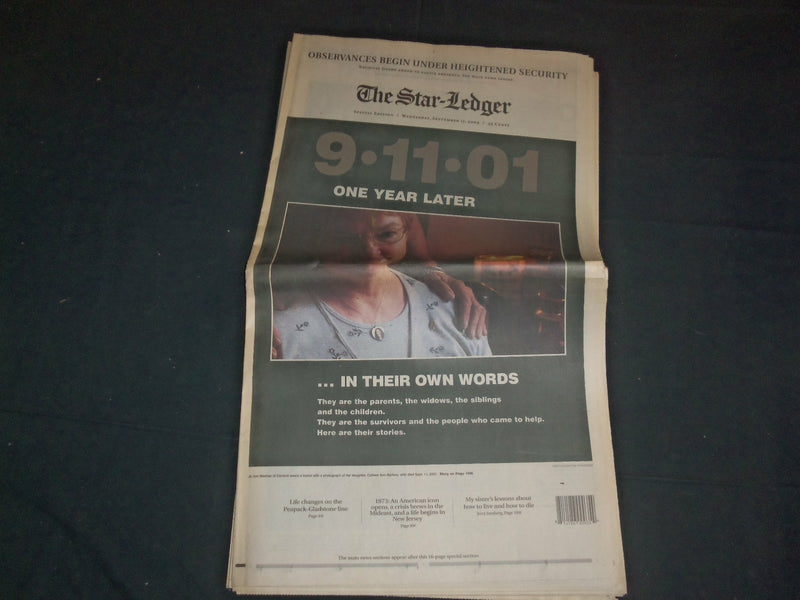 2002 SEPTEMBER 11 THE STAR-LEDGER NEWSPAPER - 9.11.01 ONE YEAR LATER - NP 3484