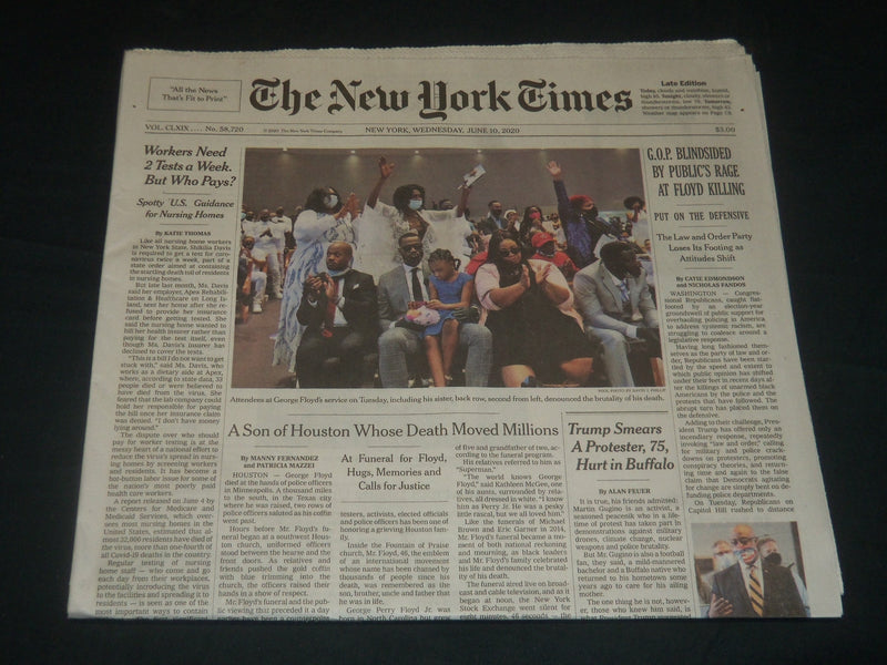 2020 JUNE 10 NEW YORK TIMES - G. O. P. BLINDSIDED PUBLIC'S RAGE AT FLOYD KILLING