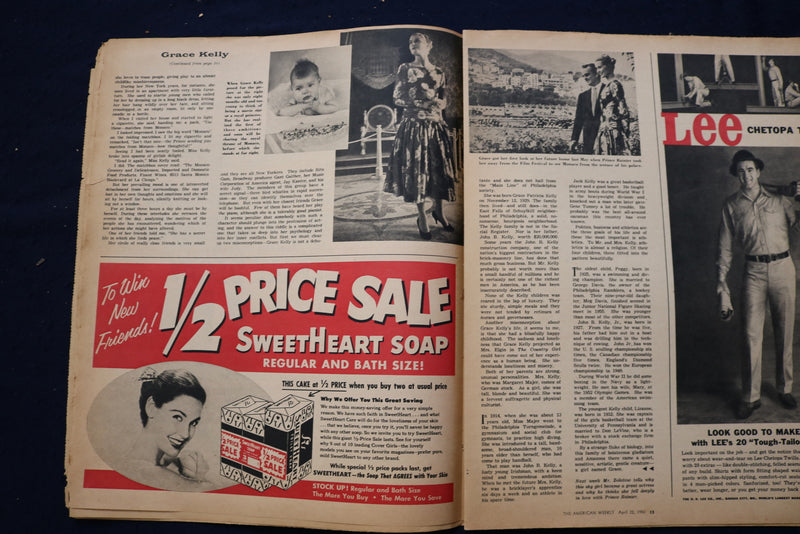 1956 APRIL 22 AMERICAN WEEKLY MAGAZINE - GRACE KELLY ARTICLE AND PHOTO - E 23272