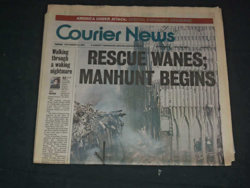 2001 SEPTEMBER 13 COURIER NEWS NEWSPAPER - RESCUE WANES; MANHUNT BEGINS- NP 3500