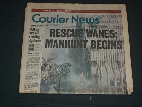 2001 SEPTEMBER 13 COURIER NEWS NEWSPAPER - RESCUE WANES; MANHUNT BEGINS- NP 3500