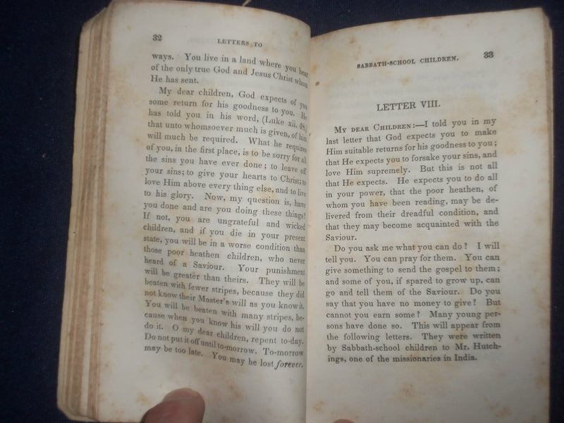 1843 LETTERS TO SABBATH-SCHOOL CHILDREN - REV. J SCUDDER, MD - J 6447