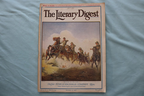 1917 OCT 13 THE LITERARY DIGEST MAGAZINE - BRINGING UP THE GUNS COVER - E 26605