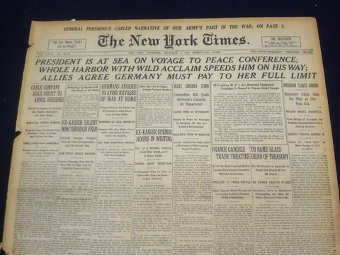 1918 DECEMBER 5 NEW YORK TIMES - PRESIDENT AT SEA, PERSHIING NARRATIVE - NT 9162
