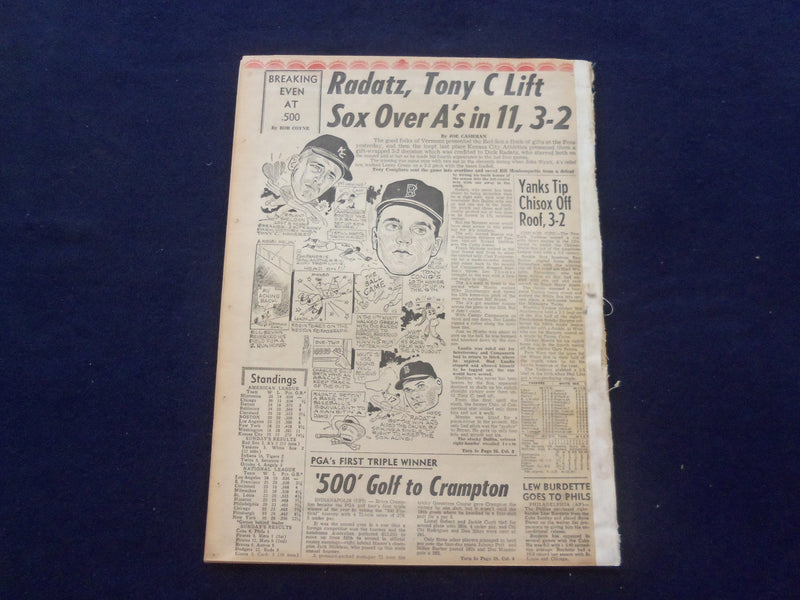 1965 MAY 31 BOSTON RECORD AMERICAN NEWSPAPER-NEW 'WRECKORD' ROAD DEATHS- NP 6300