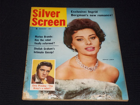 1958 AUGUST SILVER SCREEN MAGAZINE - SOPHIA LOREN FRONT COVER - E 13536