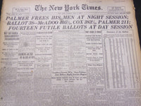 1920 JULY 6 NEW YORK TIMES - MCADOO 405 1/2, COX 383 1/2 PALMER 211 - NT 5326