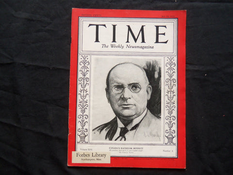 1930 JULY 28 TIME MAGAZINE - RICHARD B. BENNETT - T 237