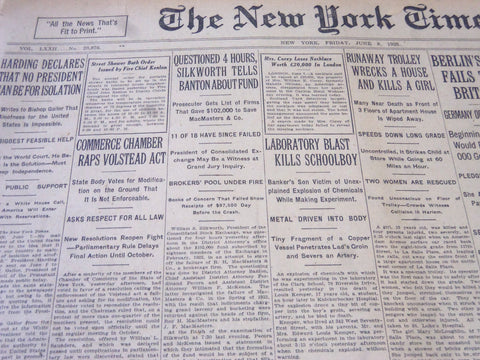 1923 JUNE 8 NEW YORK TIMES - COMMERCE CHAMBER RAPS VOLSTEAD ACT - NT 5859