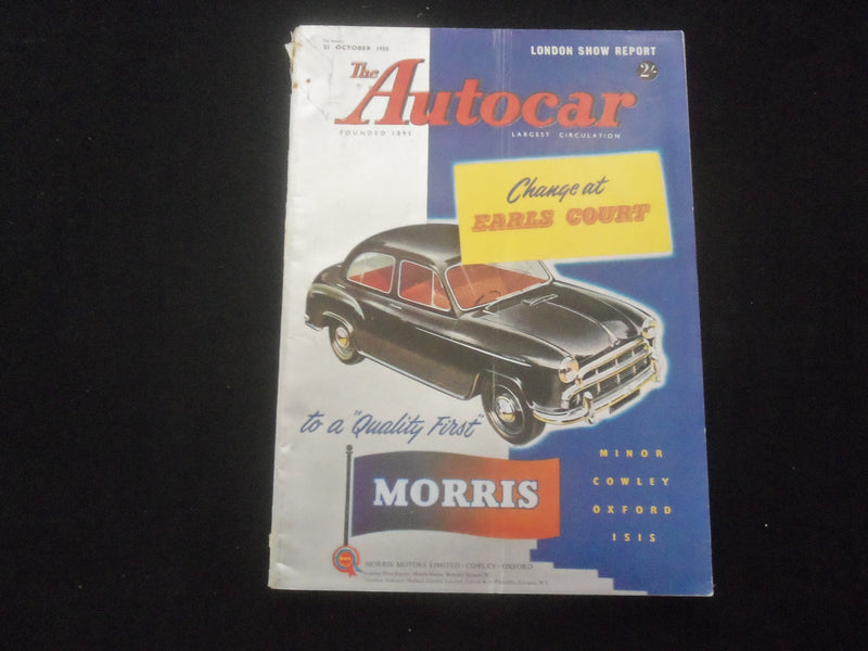 1955 OCTOBER 21 THE AUTOCAR MAGAZINE - CHANGE AT EARLS COURT - BRITISH - J 7837
