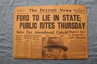 1947 APRIL 8 THE DETROIT NEWS NEWSPAPER - HENRY FORD TO LIE IN STATE - NP 9217