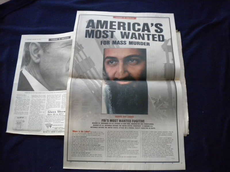 2001 SEPTEMBER 19 CHICAGO SUN-TIMES NEWSPAPER -BOEING CUTS 30,000 JOBS - NP 5947