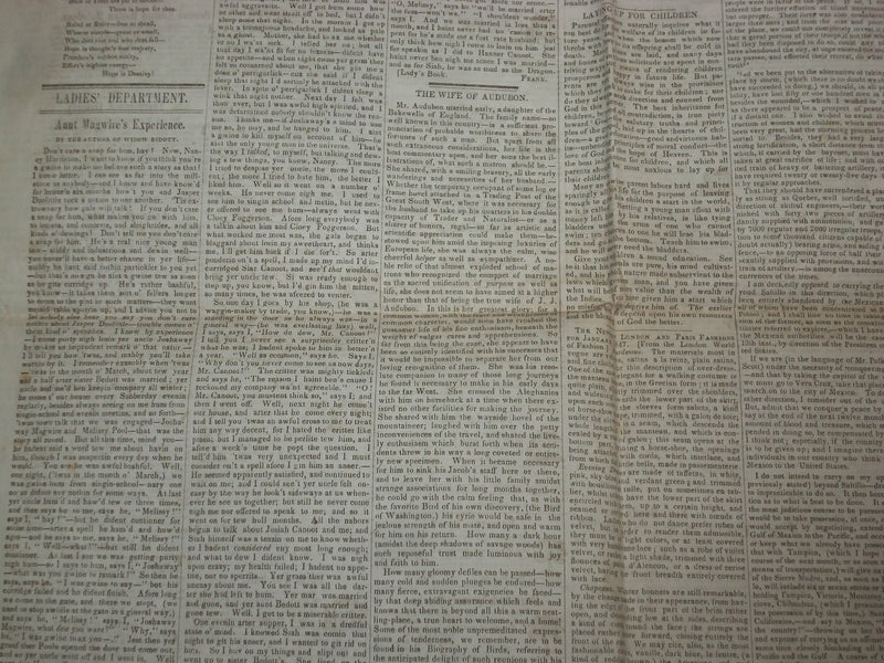 1847 JANUARY 30 MASSACHUSETTS PLOUGHMAN - AUDUBON WIFE - GEN. TAYLOR - NP 5142