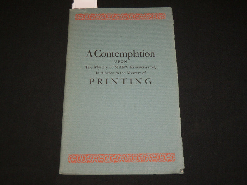 1939 A CONTEMPLATION MAN'S REGENERATION SOFTCOVER BOOK - J 6507