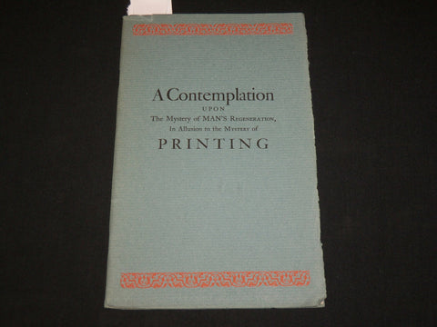 1939 A CONTEMPLATION MAN'S REGENERATION SOFTCOVER BOOK - J 6507