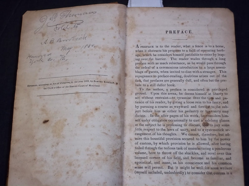 1834 ESSAY ON ELOCUTION BOOK BY SAMUEL KIRKHAM - KD 2757K