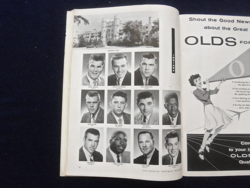 1958 SEPTEMBER 27 FOOTBALL PROGRAM - UNIV INDIANA VS. UNIV NOTRE DAME - SP 5454R
