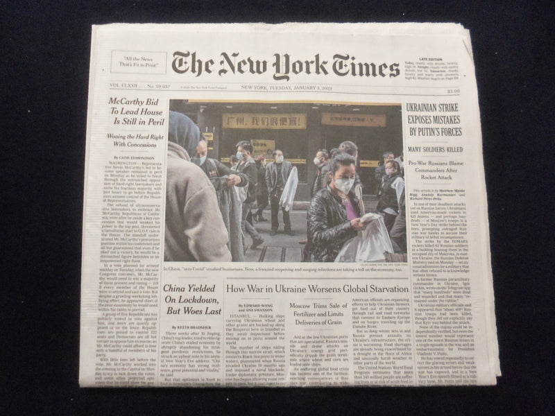 2023 JAN 3 NEW YORK TIMES - UKRAINIAN STRIKE EXPOSES MISTAKES BY PUTIN'S FORCES