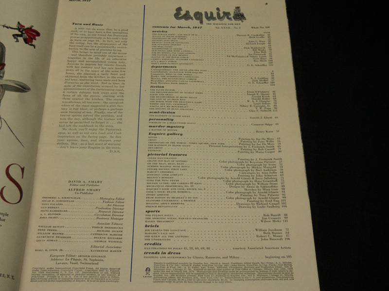1947 MARCH ESQUIRE MAGAZINE - GREAT ILLUSTRATION - NICE COVER & ADS - ST 5713