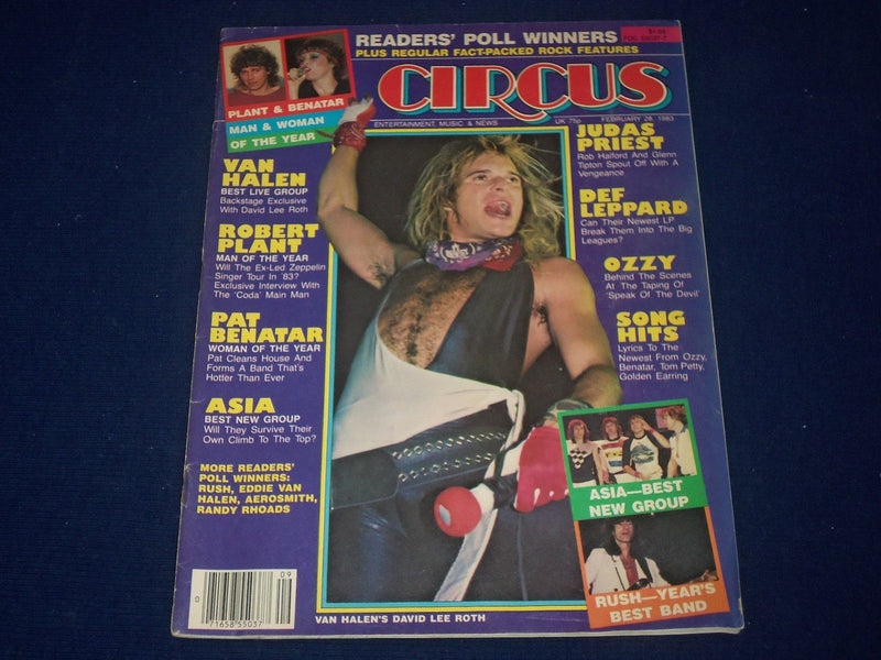 1983 FEBRUARY 28 CIRCUS MAGAZINE - DAVID LEE ROTH COVER - GREAT PHOTOS - J 892