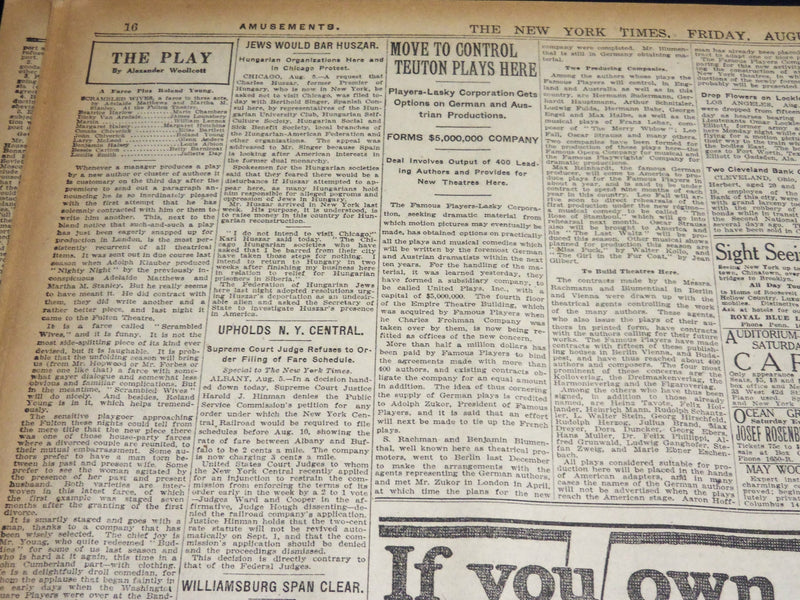 1920 AUGUST 20 NEW YORK TIMES - ALLIES MOVE TO PROTECT POLAND - NT 8543