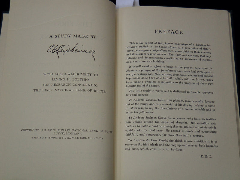 1952 THE FIRST NATIONAL BANK OF BUTTE BOOK - 75 YEARS OF SERVICE - K 2110