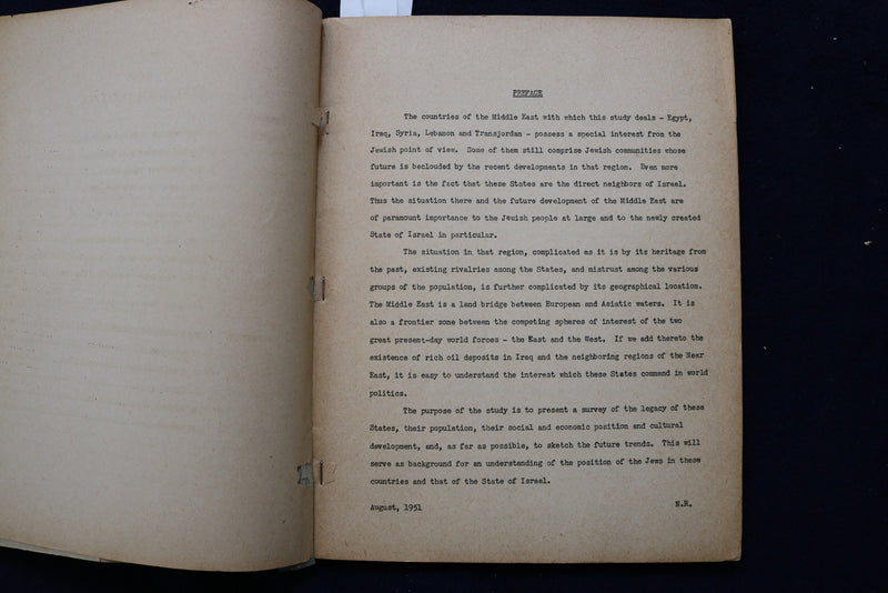 1951 ARAB COUNTRIES OF NEAR EAST & JEWISH COMMUNITIES SOFTCOVER BOOK - K 661