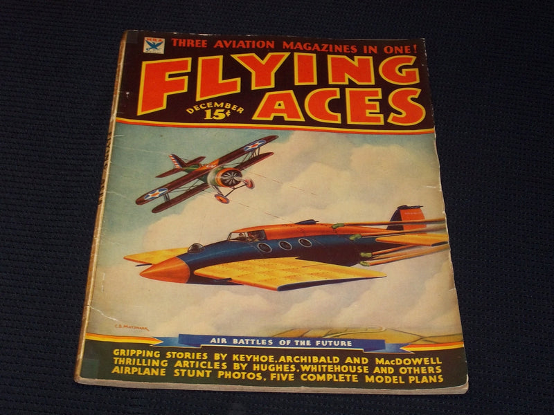 1934 DECEMBER FLYING ACES MAGAZINE ILLUSTRATED FRONT COVER - E 162